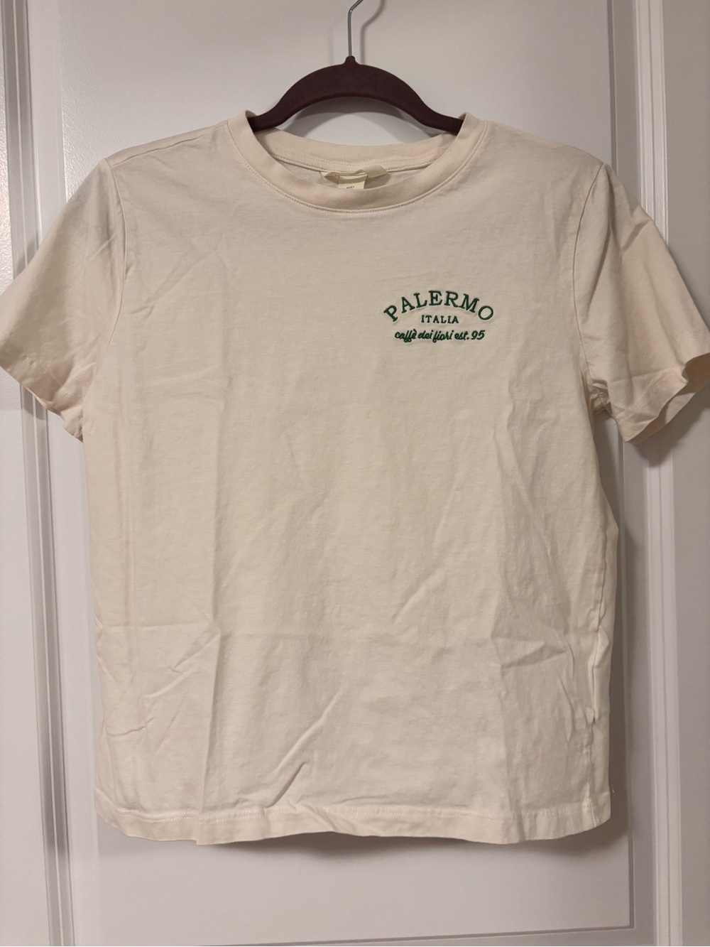 H&M Cream Short-Sleeve Crewneck Tee